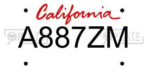A887ZM California License Plate