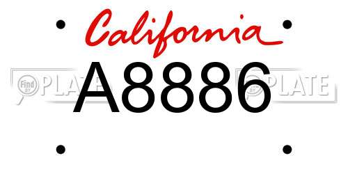 A8886 California License Plate