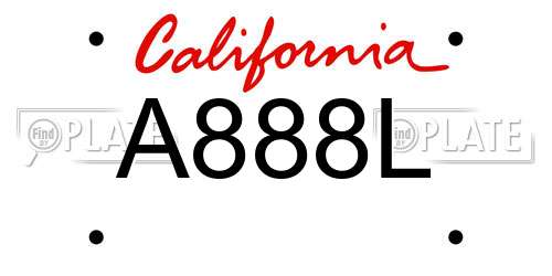 A888L California License Plate