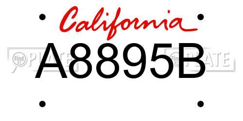 A8895B California License Plate