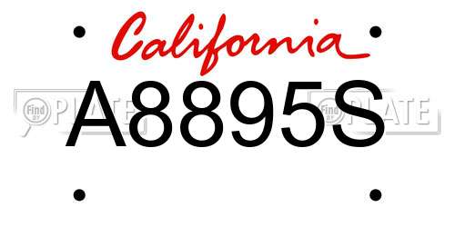 A8895S California License Plate