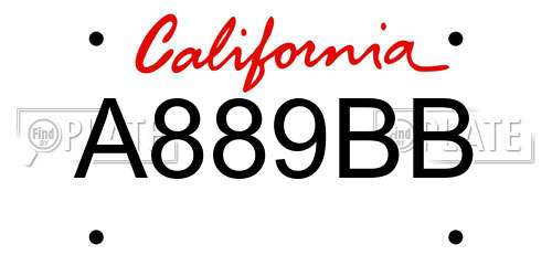 A889BB California License Plate