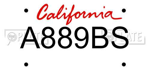A889BS California License Plate