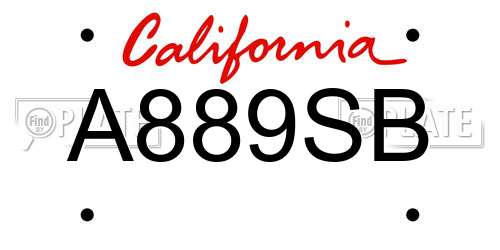 A889SB California License Plate