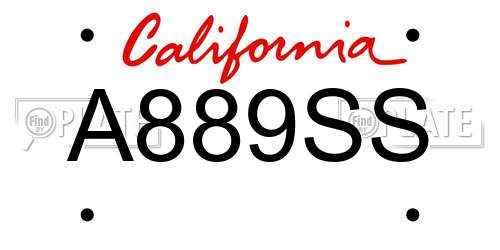 A889SS California License Plate