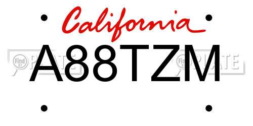 A88TZM California License Plate