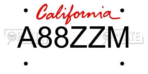 A88ZZM California License Plate