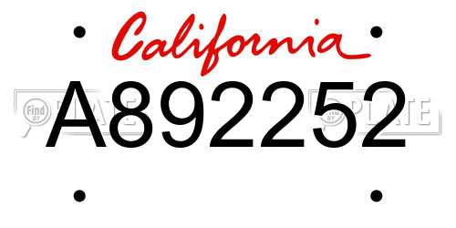 A892252 California License Plate