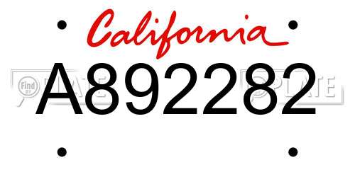 A892282 California License Plate