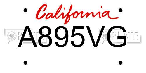 A895VG California License Plate