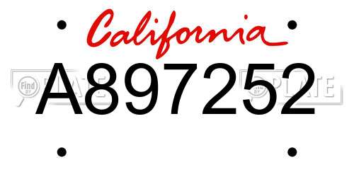 A897252 California License Plate
