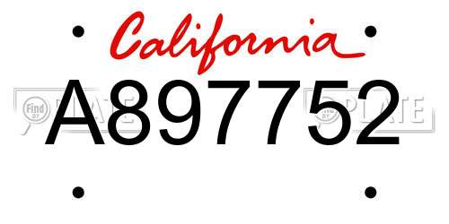 A897752 California License Plate