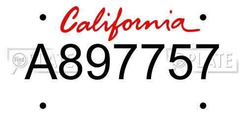 A897757 California License Plate