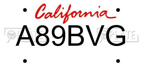 A89BVG California License Plate