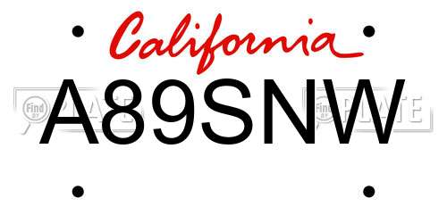 A89SNW California License Plate