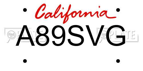 A89SVG California License Plate