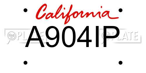 A904IP California License Plate