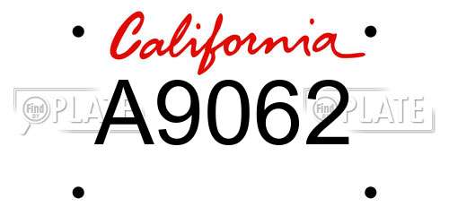 A9062 California License Plate