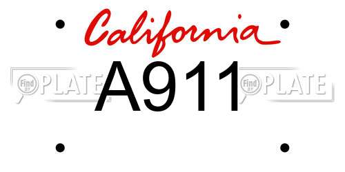 A911 California License Plate