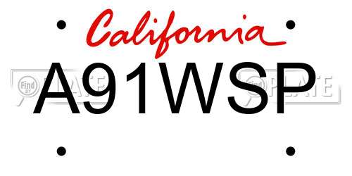 A91WSP California License Plate