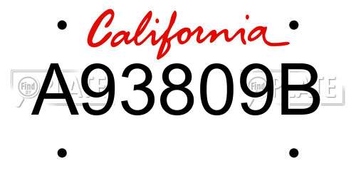 A93809B California License Plate