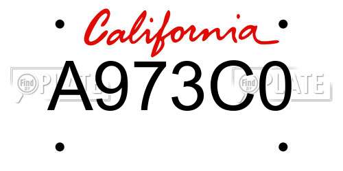 A973C0 California License Plate