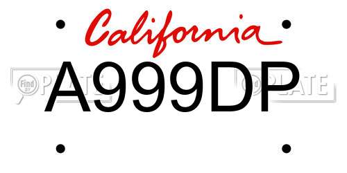 A999DP California License Plate