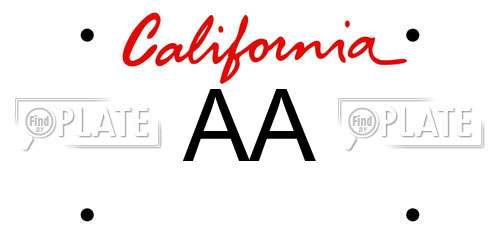 AA California License Plate