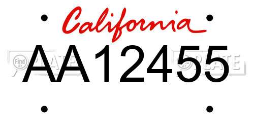 AA12455 California License Plate