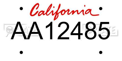 AA12485 California License Plate