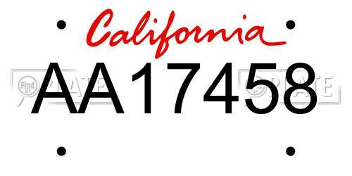 AA17458 California License Plate