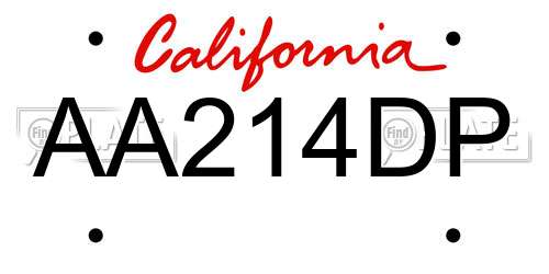 AA214DP California License Plate