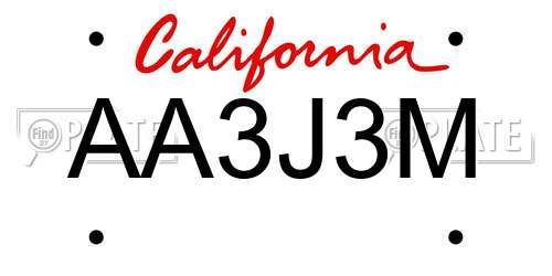 AA3J3M California License Plate