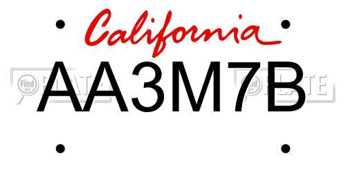 AA3M7B California License Plate