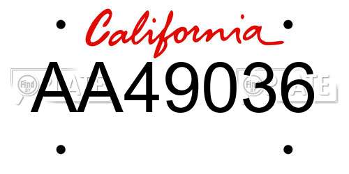 AA49036 California License Plate