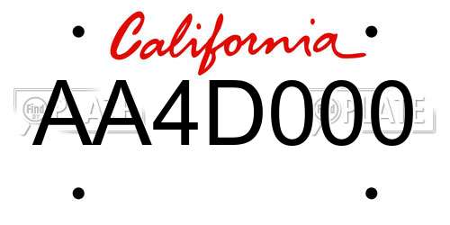 AA4D000 California License Plate