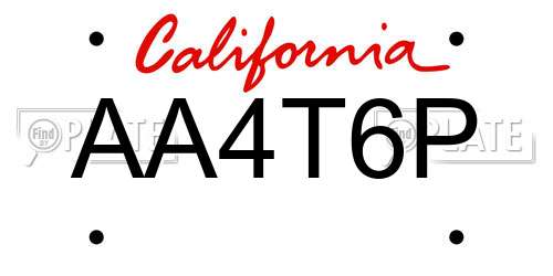AA4T6P California License Plate