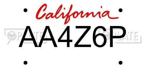 AA4Z6P California License Plate