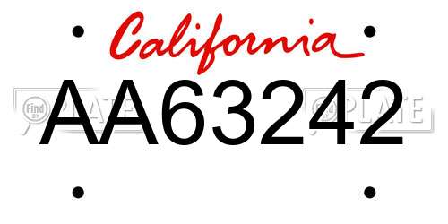 AA63242 California License Plate