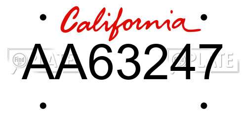 AA63247 California License Plate