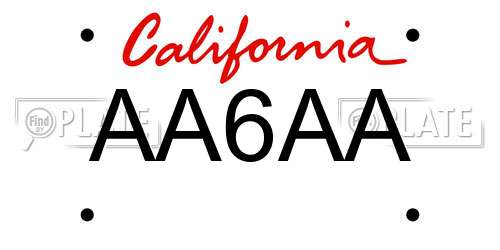 AA6AA California License Plate