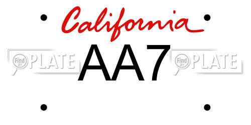AA7 California License Plate
