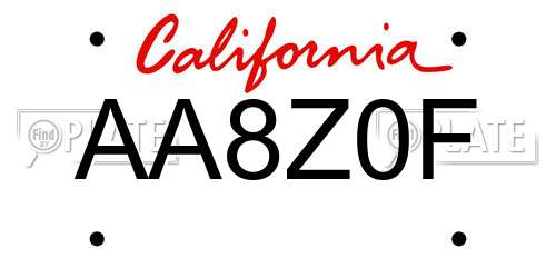 AA8Z0F California License Plate