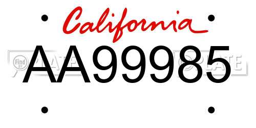 AA99985 California License Plate