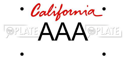 AAA California License Plate