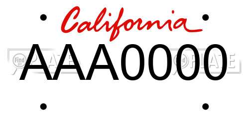AAA0000 California License Plate
