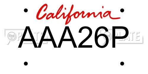 AAA26P California License Plate