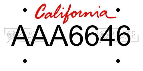 AAA6646 California License Plate