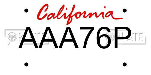 AAA76P California License Plate