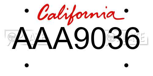 AAA9036 California License Plate